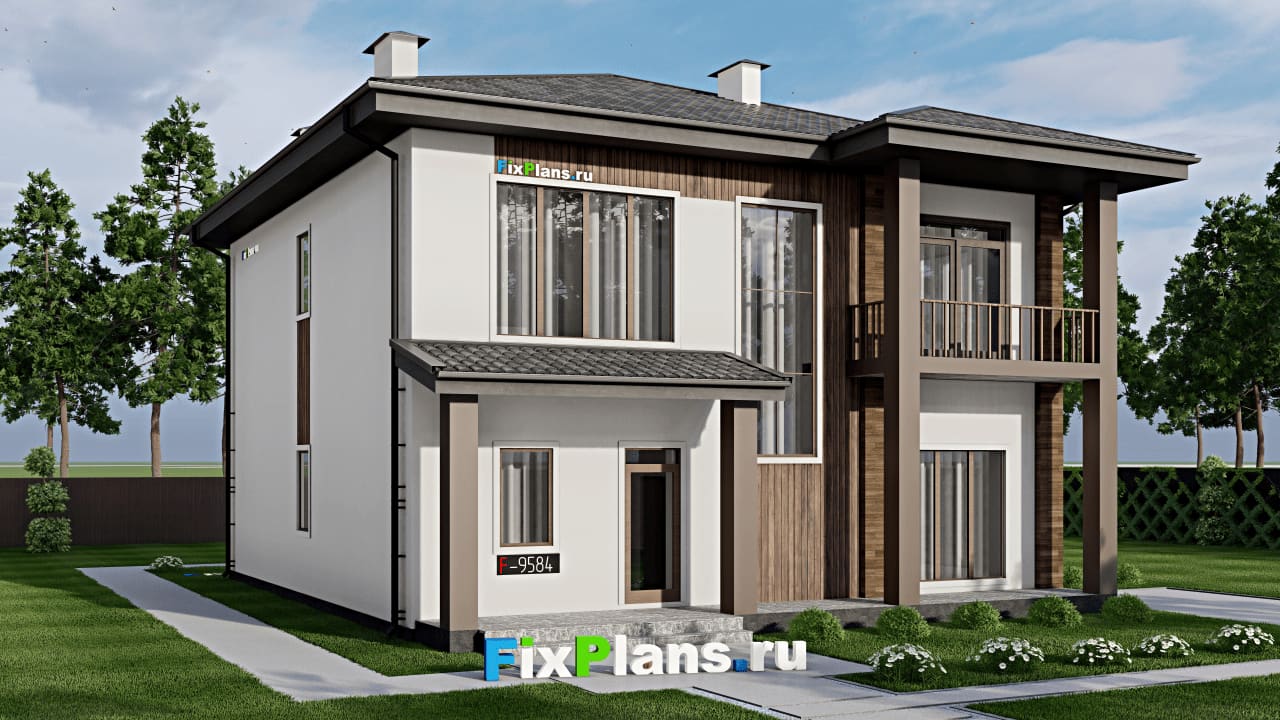 Двухэтажный дом F-9584 — фасад