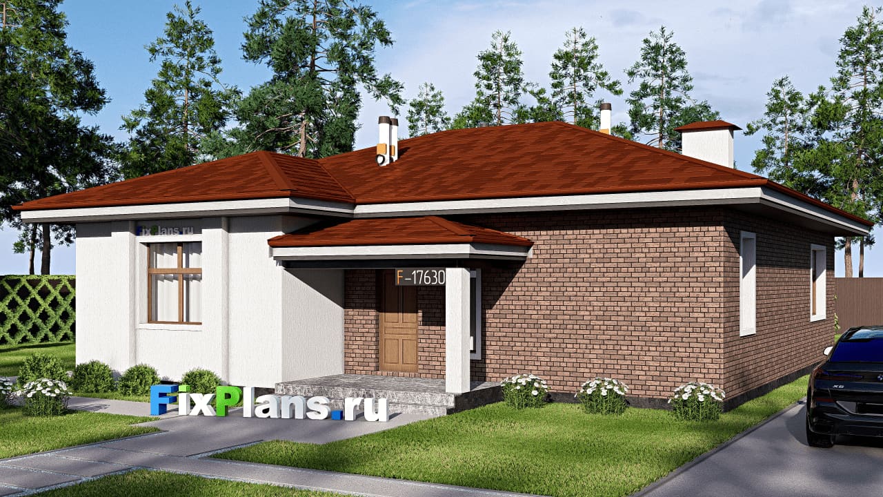 Одноэтажный дом F-17630 — фасад