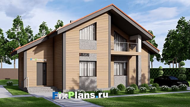 Одноэтажный дом с мансардой  F-15857