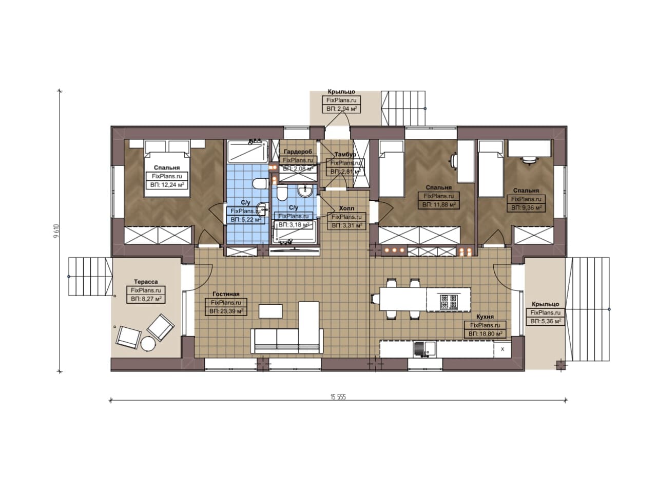 Планировка Одноэтажный дом F-21194