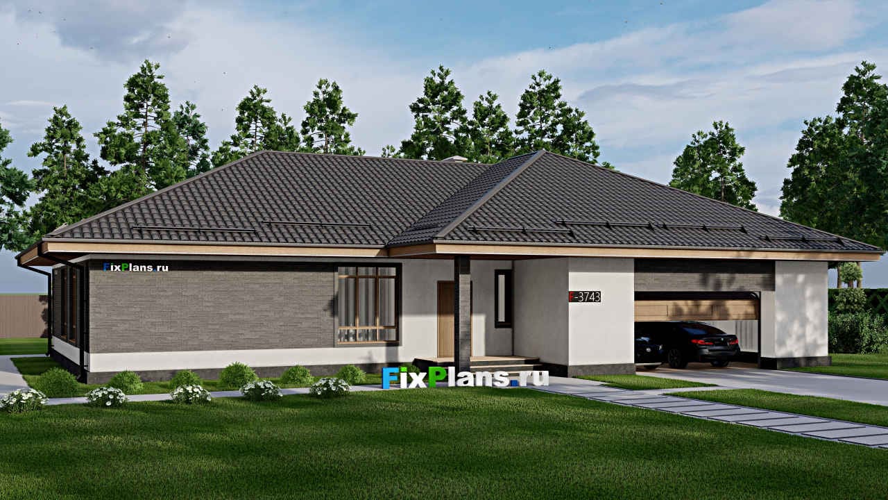 Одноэтажный дом F-3743 — фасад